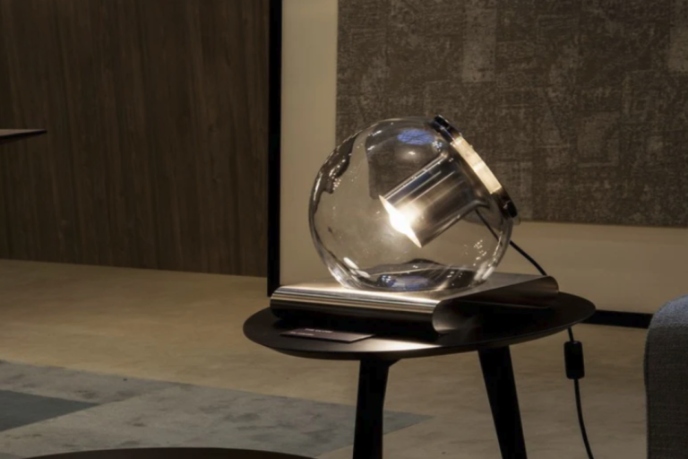 Contemporary Spherical Metal Glass Table Lamp