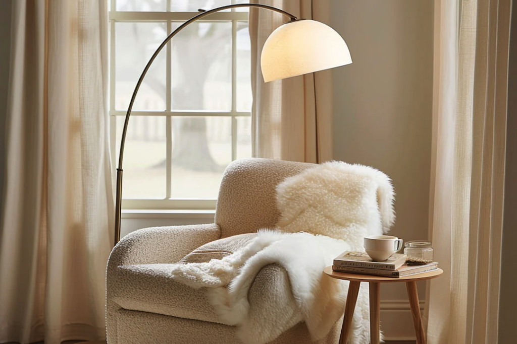 Cozy Reading Corner: Compact Bedroom Floor Lamp Lighting