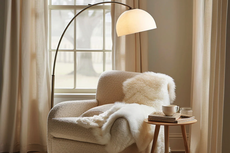 Cozy Reading Corner: Compact Bedroom Floor Lamp Lighting